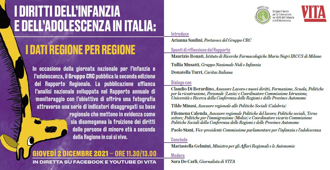 I diritti dell’infanzia e dell’adolescenza in Italia: la presentazione del rapporto regionale CRC