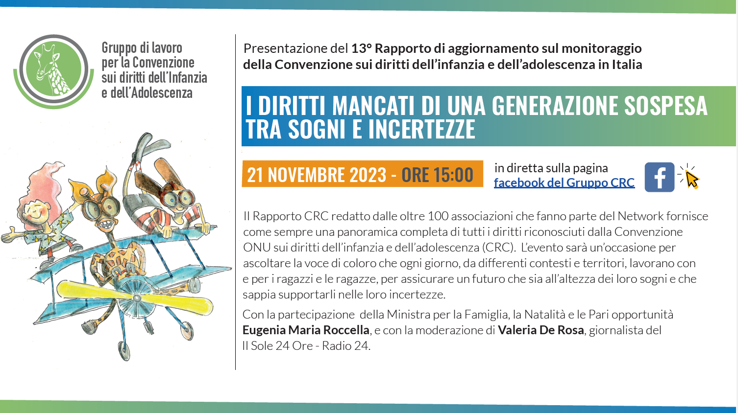 Presentazione del 13° Rapporto di aggiornamento sul monitoraggio della Convenzione sui diritti dell’infanzia e dell’adolescenza in Italia